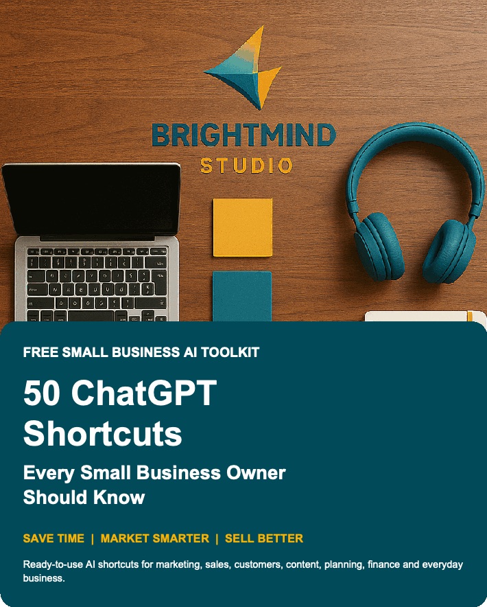 Cover of the free guide: 50 ChatGPT Shortcuts Every Small Business Owner Should Know